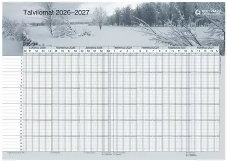 Ajasto Quo Vadis Lomakalenteri 2026–2027 seinäkalenteri 420 x 297mm - Seinäkalenterit - 2674680026 - 1