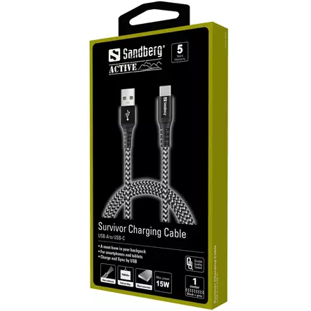Sandberg Survivor USB-C- USB-A Cable (1m) - USB-tuotteet - SDG441-36 - 2
