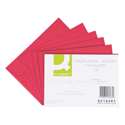 Tarrakuori C6 punainen Q-Connect/10 kpl - Kirjekuoret - 205036 - 1