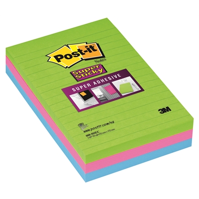 Viestilappu Super Sticky 101X152 viivat ultra /3 kpl - Viestilaput, muistilaput, kuutiot - 236706 - 2