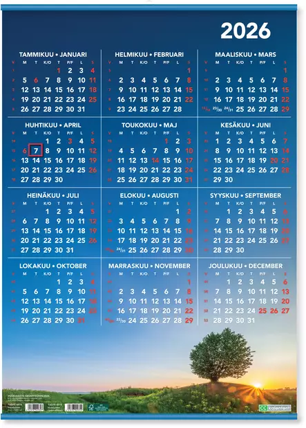 Vuosijuliste ripustuslistoin 2026 - Taulukkoalmanakat - 6516 - 1