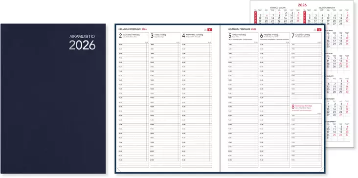 Aikamuistio ommeltu, sininen 2026 - Pöytäkalenterit - 2706 - 1