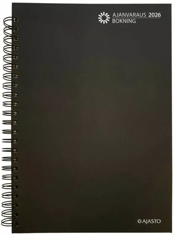Ajasto Ajanvaraus 2026 pöytäkalenteri parikierresidottu harmaa 210 x 297mm - Pöytäkalenterit - 2676210026 - 1