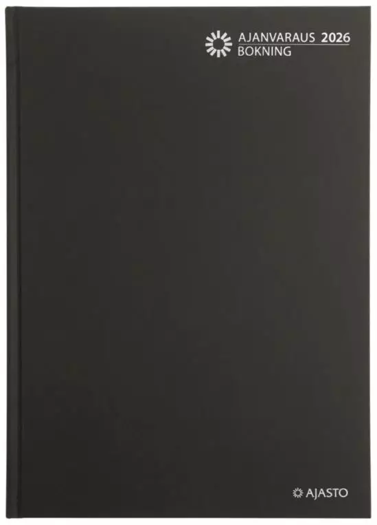 Ajasto Ajanvaraus 2026 pöytäkalenteri sidottu musta 210 x 297mm - Pöytäkalenterit - 2676210226 - 1