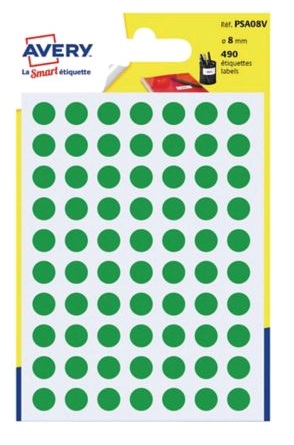 Avery PSA08B Tarra pyöreä 8mm vihreä - Tarra-etiketit - 8065906 - 1