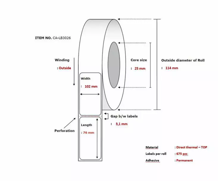 Capture Label 102 x 76mm 16rll/ltk - Zebra tarrakirjoittimet- ja tarrateipit - CA-LB3026 - 1