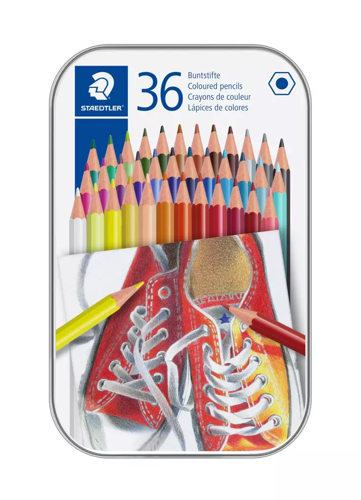 Coloured pencil hexagonal in metal box (36) - Värityskynät - STA175M36 - 1