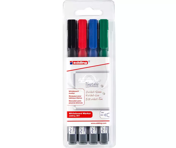 EDDING 361/4 4-V VALKOTAULUKYNÄSARJA - Valkotaululutussit - 65716 - 1