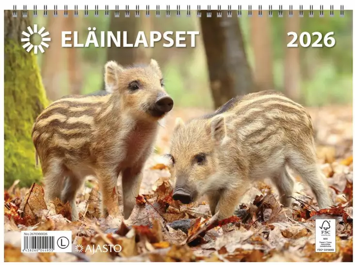 Ajasto Eläinlapset 2026 seinäkalenteri 290 x 420mm - Seinäkalenterit - 2670300026 - 1