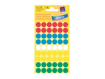 Etiketti Avery 3088 12/270 pyöreä värilajitelma - Tarra-etiketit - 225726 - 1