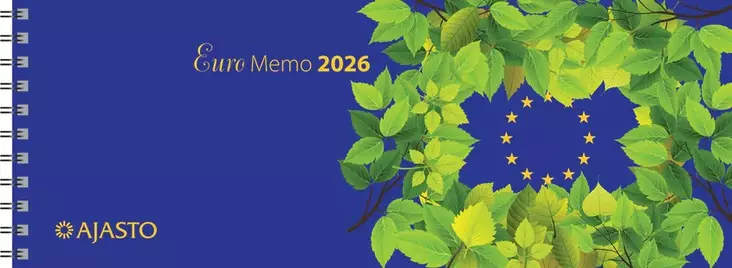 Ajasto Euro Memo 2026 pöytäkalenteri monikielinen 255 x 95mm - Pöytäkalenterit - 2677200026 - 1