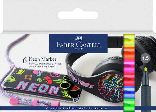 Faber-Castell Merkintäkynä neon 6 väriä - Merkkauskynät, -tussit - 1056176 - 1