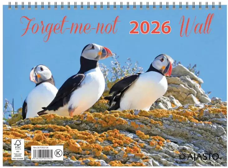 Ajasto Forget-Me-Not-Wall 2026 seinäkalenteri 290 x 420 mm - Seinäkalenterit - 2670302126 - 1