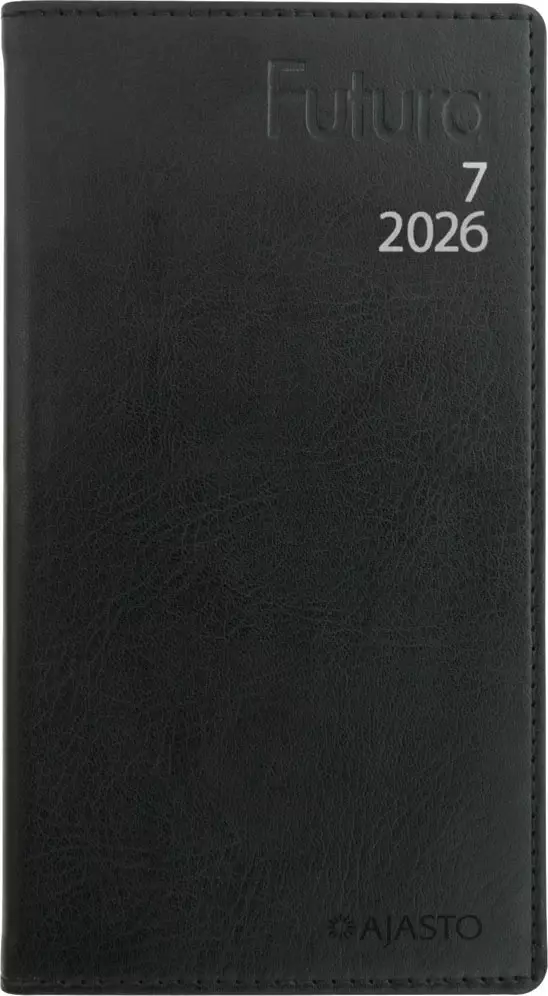 Ajasto Futura 7 2026 taskukalenteri musta 85 x 162 mm - Taskukalenterit - 2673105026 - 1