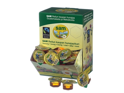 Hunaja Sam Reilu kauppa annospikari 15 g/60 kpl - Sokerit, hunajat ja makeutusaine - 269266 - 1