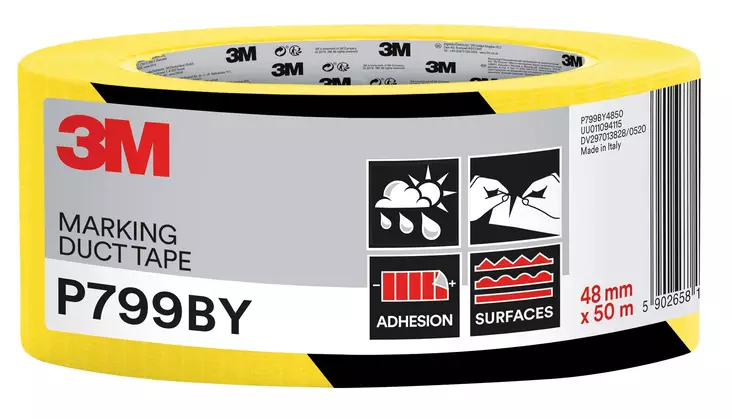 Huomioteippi, 48mm x50m, keltainen-musta - Huomio- ja pakkausteipit - 7100233936 - 1