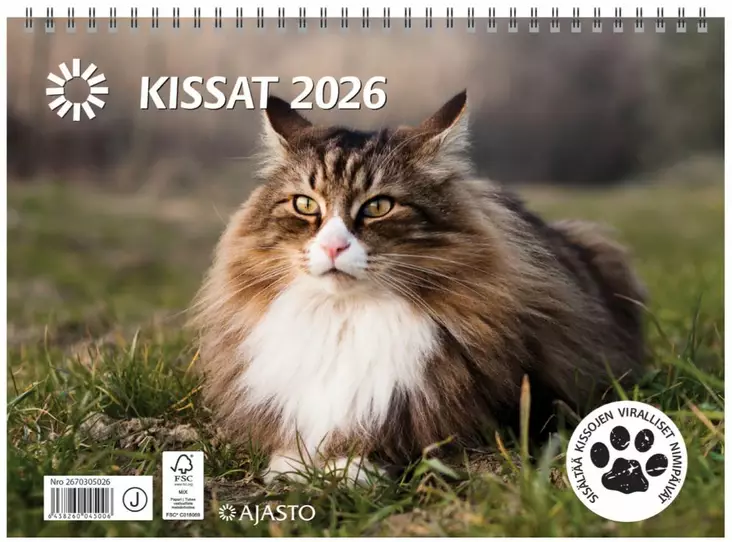 Ajasto Kissat 2026 seinäkalenteri 290 x 420mm - Seinäkalenterit - 2670305026 - 1
