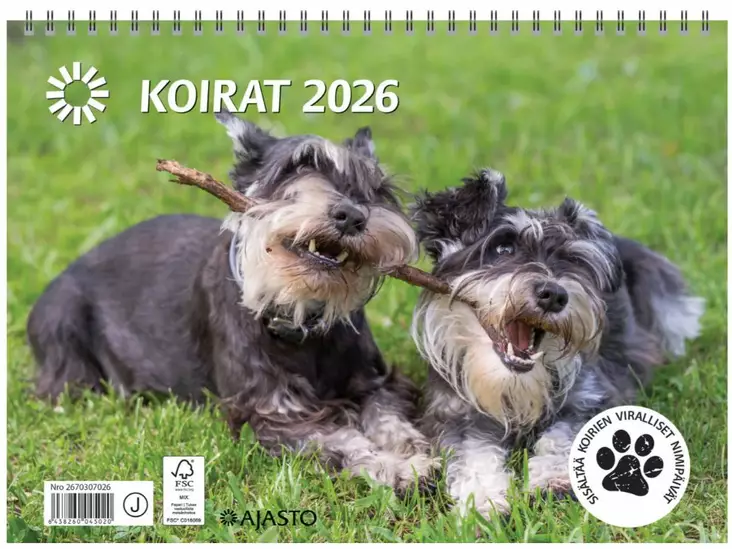 Ajasto Koirat 2026 seinäkalenteri 290 x 420mm - Seinäkalenterit - 2670307026 - 1