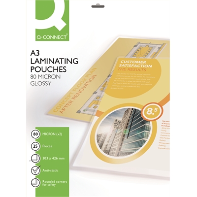 Laminointitasku Q-Connect A3 80mic/25kpl - Kuumalaminointitaskut - 299416 - 2