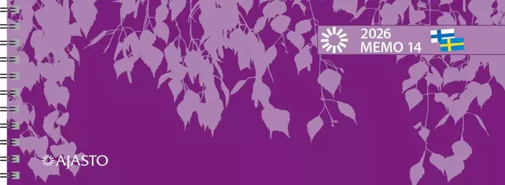 Ajasto Memo 14 pöytäkalenteri 2026 lila 255 x 95 mm - Pöytäkalenterit - 2677202026 - 1