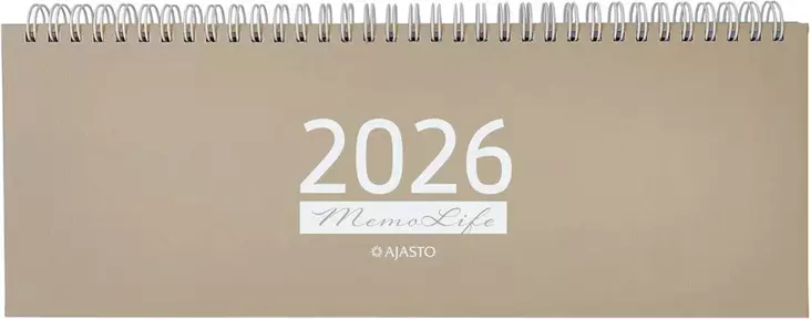 Ajasto Memo Life pöytäkalenteri 2026 beige 297 x 105 mm - Pöytäkalenterit - 2677202526 - 1