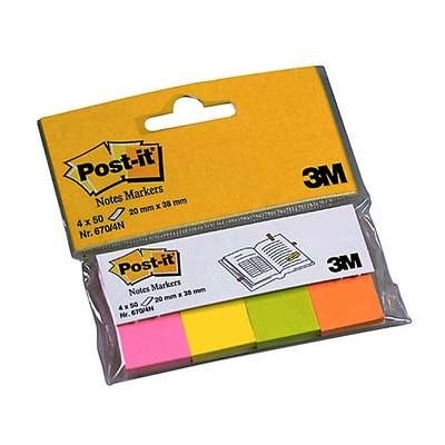 Merkkaaja Post-it 670-4N 20X38mm 4 väriä - Teippimerkit, merkkaajat - 631186 - 1