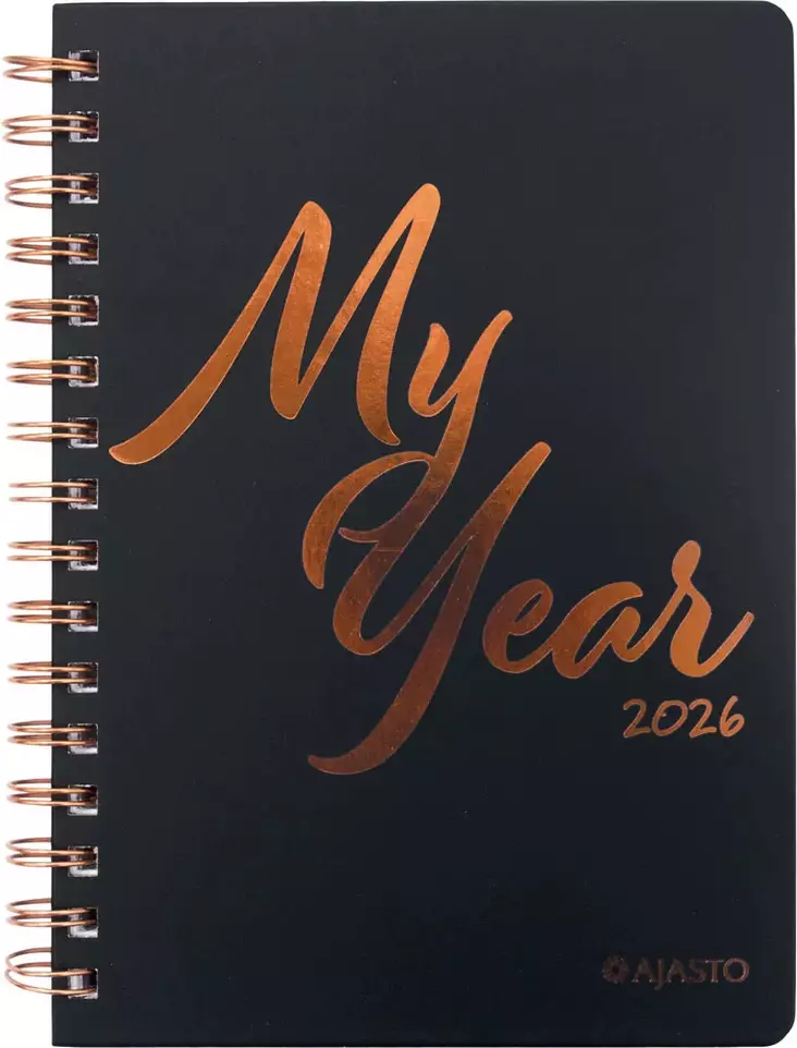 Ajasto My Year 2026 pöytäkalenteri musta 148 x 210mm - Pöytäkalenterit - 2676524526 - 1