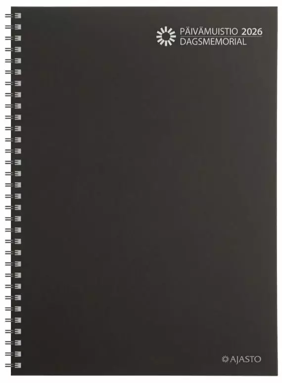 Ajasto Päivämuistio 2026 pöytäkalenteri kierresidottu musta 210 x 297mm - Pöytäkalenterit - 2676220126 - 1