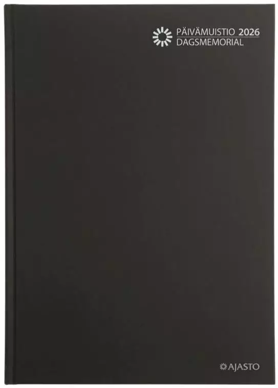 Ajasto Päivämuistio 2026 pöytäkalenteri sidottu musta 210 x 297mm - Pöytäkalenterit - 2676220026 - 1
