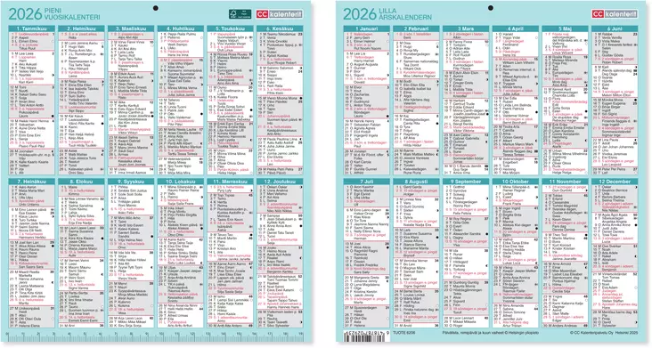 Pieni vuosikalenteri 2026 - Taulukkoalmanakat - 6206 - 1