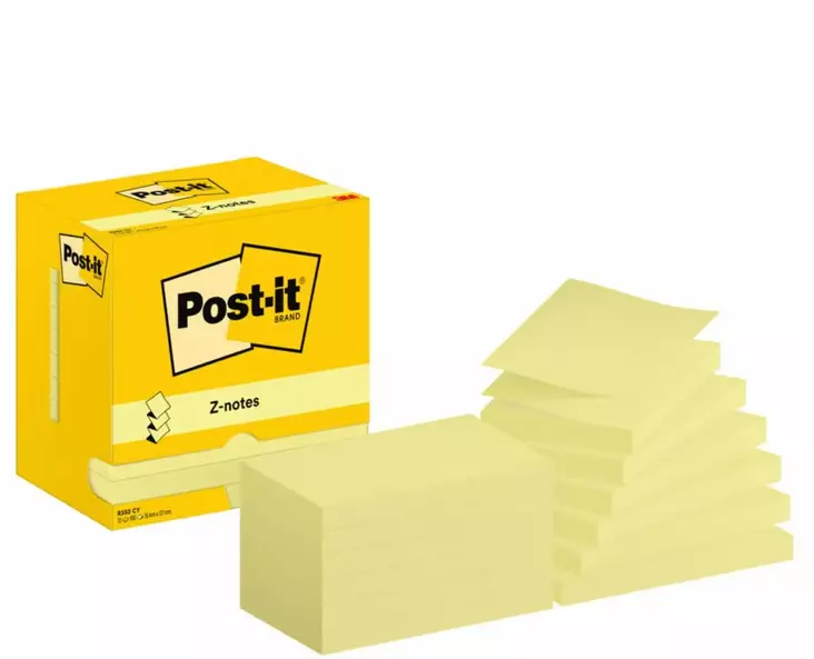 Post-it Z-Notes 76x127 keltainen 12kpl - Viestilaput, muistilaput, kuutiot - 7100290186 - 2