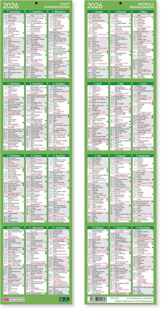 Pysty vuosikalenteri 2026 - Taulukkoalmanakat - 6706 - 1