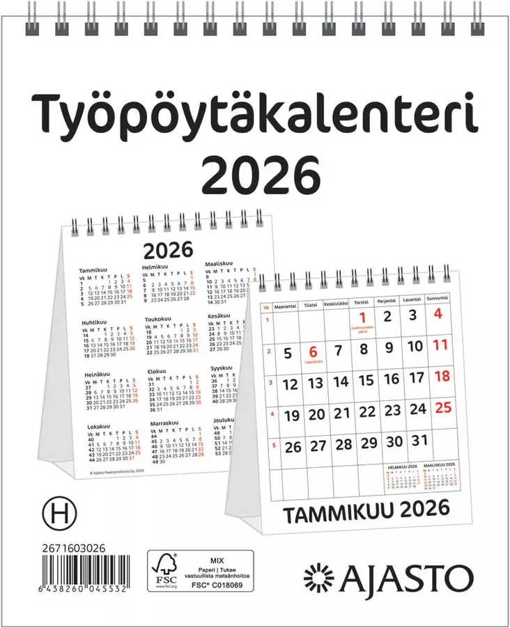 Ajasto Työpöytäkalenteri 2026 - Pöytäkalenterit - 2671603026 - 1