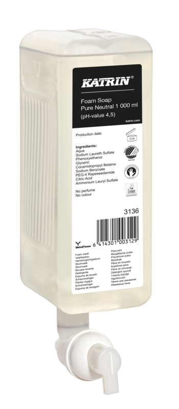 Vaahtosaippua Katrin foam soap pure neutral 1000ml - Henkilöhygienia, ihon hoitotuotteet - 206056 - 3
