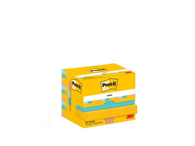 Viestilappu Post-it Beachside värilajitelma 38x51mm /12 - Viestilaput, muistilaput, kuutiot - 18366 - 1