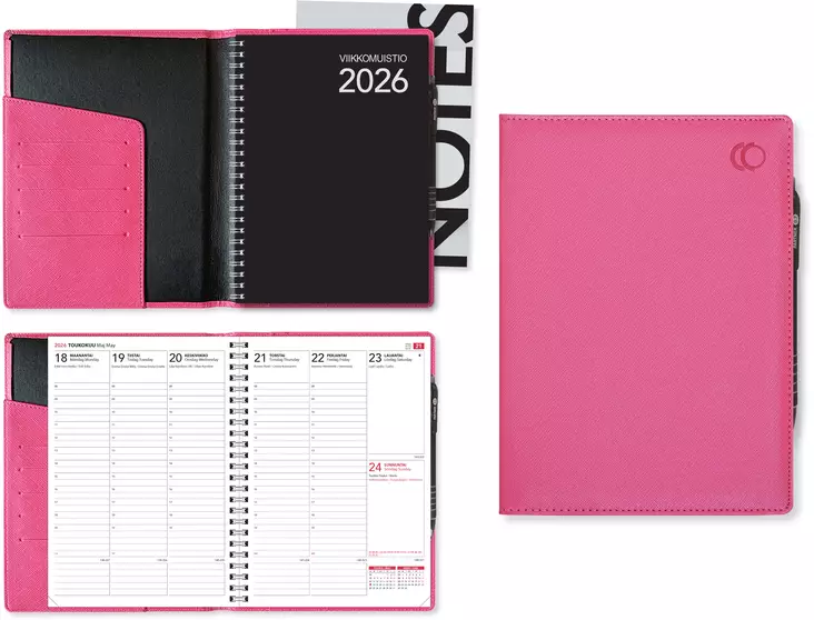 Viikkomuistio Plus fuksia 2026 - Pöytäkalenterit - 2266 - 1