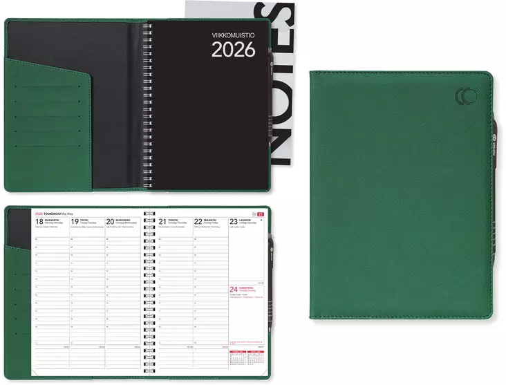 Viikkomuistio Plus vihreä 2026 - Pöytäkalenterit - 2236 - 1