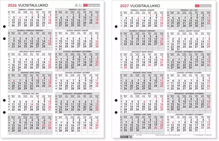 Vuositaulukko 2026-2027 - Taulukkoalmanakat - 6306 - 1