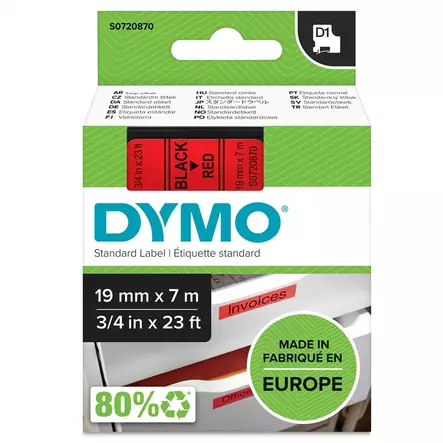 Tarrakasetti DYMO D1 19 mm punainen/musta - Dymo tarrakirjoittimet ja tarrateipit - 65357 - 1