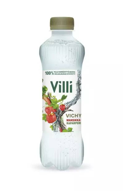 Kivennäisvesi 0,33L VILLI Vichy Mansikka & Raparperi - Vedet, virvoitusjuomat ja mehut - 2437 - 1