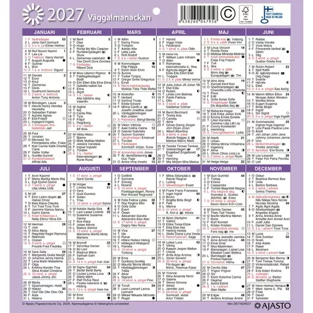 Seinäalmanakka/Väggalmanackan 2027 - Seinäkalenterit - 2671626027 - 1