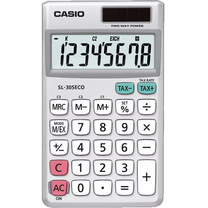 Casio laskin SL-305ECO, Harmaa - Pöytälaskimet - CAS142067 - 1