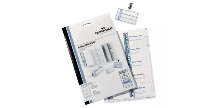 Durable 1455 nimikorttipaperi 54 x 90mm 200kpl/pkt - Nimikortit, kongressineulat, kaulanauhat - 120697 - 1