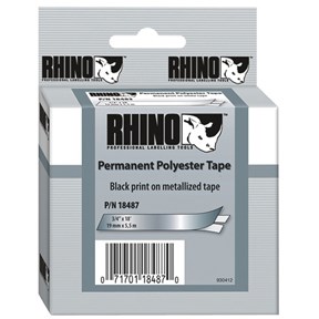 Dymo Rhino polyesteriteippi 19mm x 5,5m musta/metalli - Dymo tarrakirjoittimet ja tarrateipit - 18487 - 1