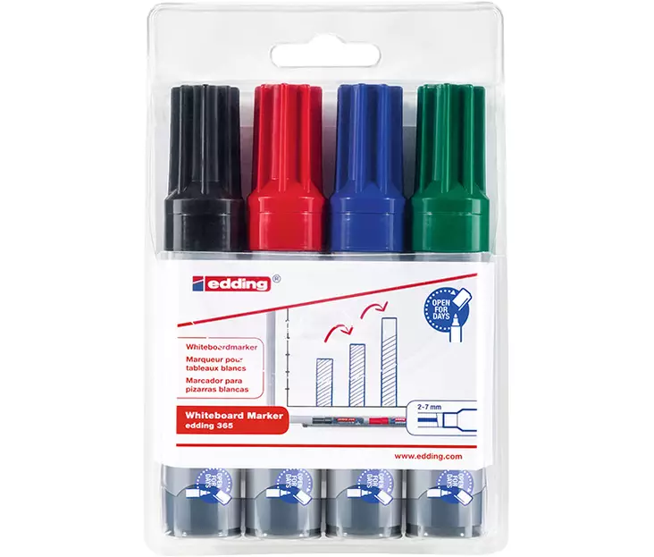 EDDING 365/4 4-V VALKOTAULUKYNÄSARJA - Valkotaululutussit - 65717 - 1