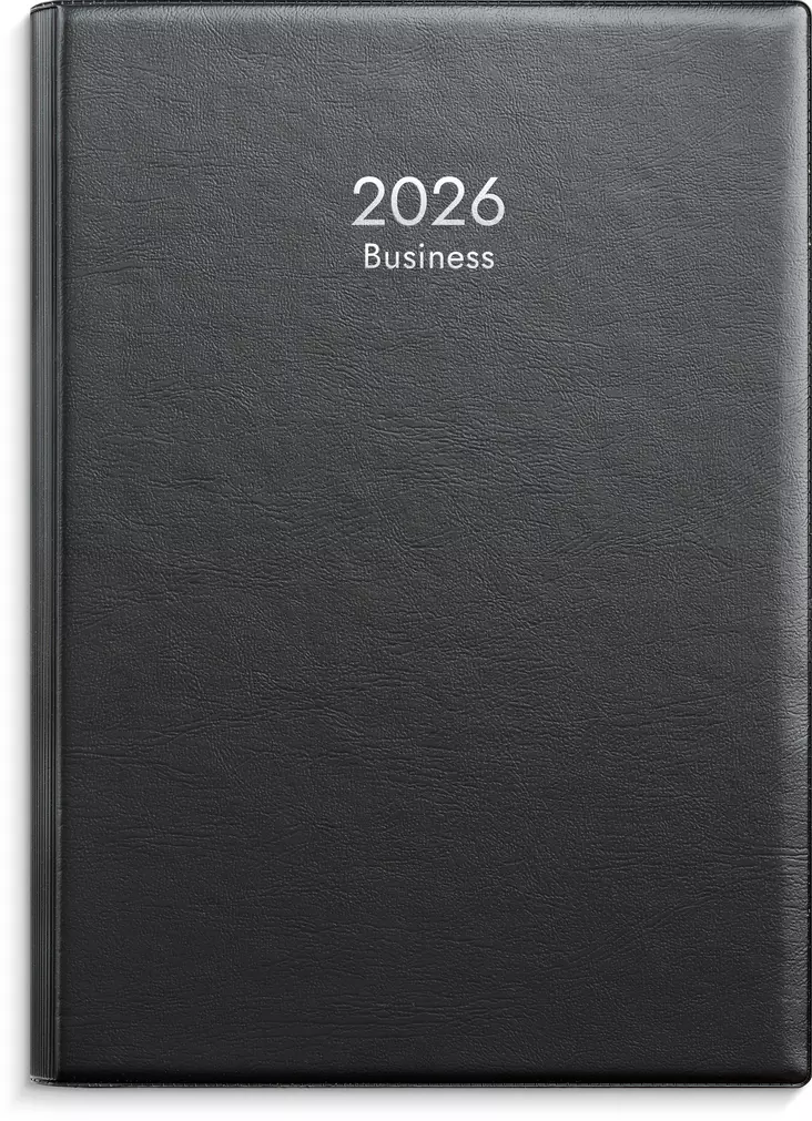 Kalenteri 2026 Business musta muovikansi parikierresidottu - Pöytäkalenterit - 398037 - 1