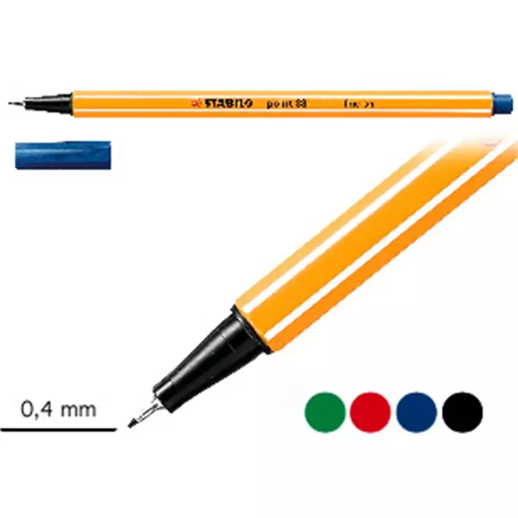 Kuitukärkikynä STABILO point88 0,4 punainen - Merkkauskynät, -tussit - 302207 - 1