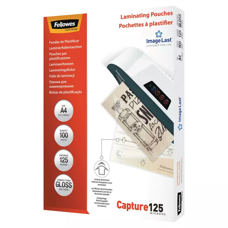 Laminointitasku Fellowes A4 125mic/100 - Kuumalaminointilaitteet - 5307407 - 2
