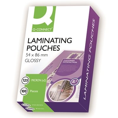 Laminointitasku Q-Connect 54X86mm 125mic/100 - Kuumalaminointitaskut - 299417 - 2