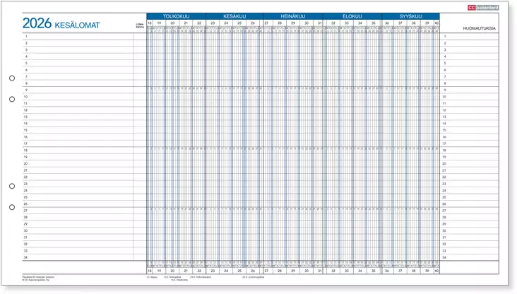 Lomavuosi 2026-2027 - Projekti- ja lomakalenterit - 7107 - 1